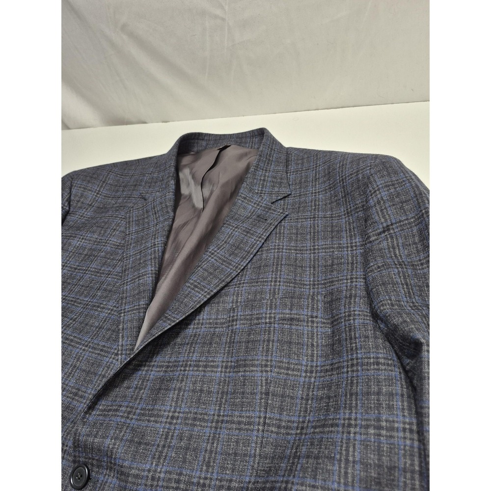 Oak Hill Premium Blazer Mens 3XLT Big Tall Gray Wool Plaid Sport Coat FLAW - Picture 2 of 13
